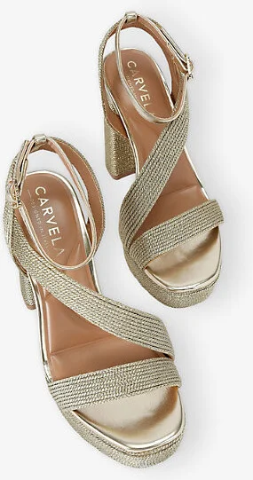 Womens Gold Gala Jewel-Embellished Woven Platform Sandal Eur 39 / 6 Uk Women - Image 2