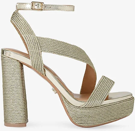 Womens Gold Gala Jewel-Embellished Woven Platform Sandal Eur 39 / 6 Uk Women