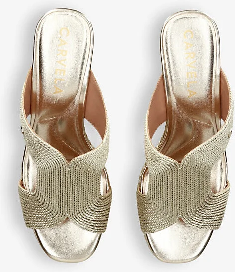 Womens Gold Gala Rope-Effect Woven Heeled Sandals Eur 37 / 4 Uk Women - Image 2
