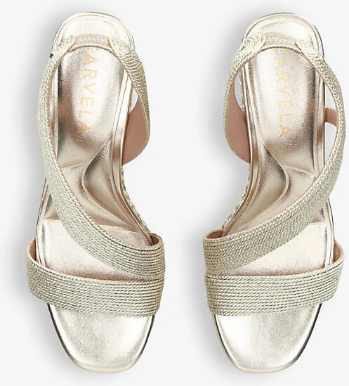 Womens Gold Gala Rope-Effect Woven Heeled Sandals Eur 40 / 7 Uk Women - Image 2