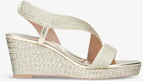 Womens Gold Gala Rope-Effect Woven Heeled Sandals Eur 40 / 7 Uk Women