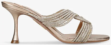 Womens Gold Gatsby 75 Crystal-Embellished Satin Heeled Mules Eur 37 / 4 Uk Women