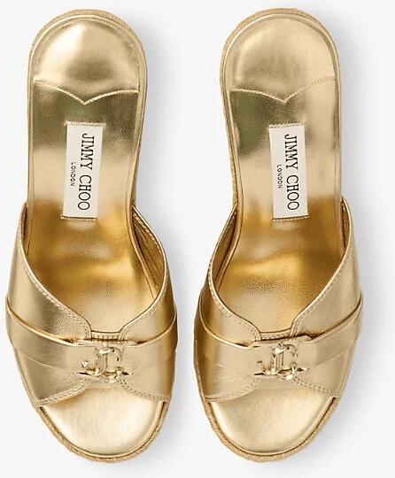 Womens Gold/Gold Leda Wedge 100 Metallic Leather Mules Eur 42/ 9 Uk Women - Image 2