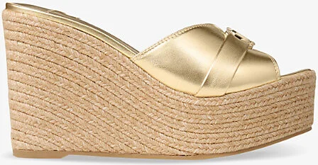 Womens Gold/Gold Leda Wedge 100 Metallic Leather Mules Eur 42/ 9 Uk Women