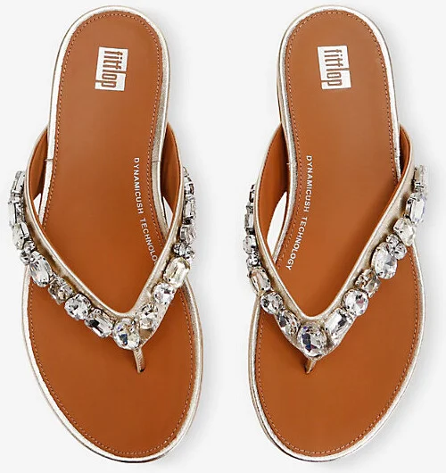 Womens Gold Gracie Jewel Leather Sandals Eur 39 / 6 Uk Women - Image 2