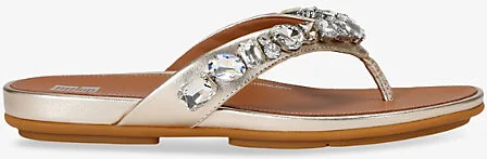 Womens Gold Gracie Jewel Leather Sandals Eur 39 / 6 Uk Women