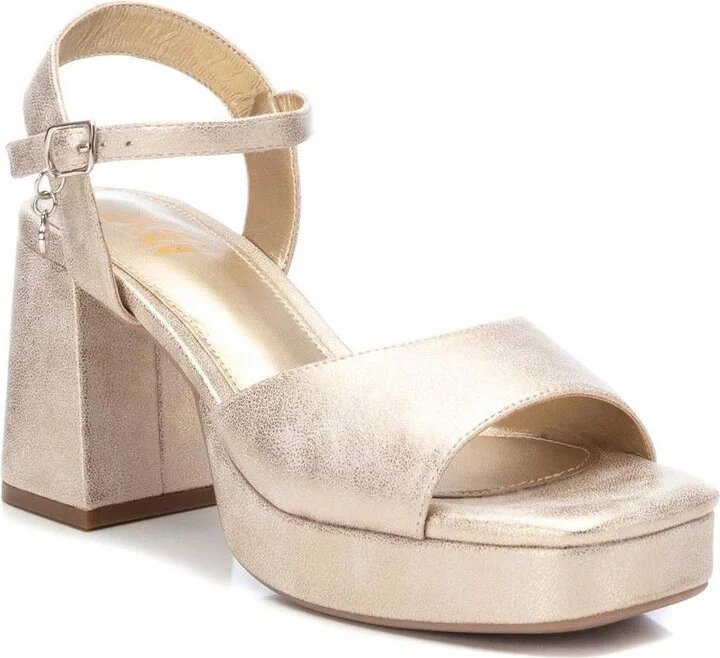 Women's Gold Heeled Platform Sandals By Xti - Image 5