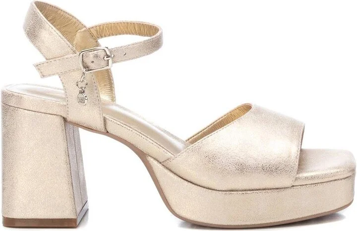 Women's Gold Heeled Platform Sandals By Xti