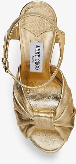 Womens Gold Heloise 120 Bow-Embellished Leather Platform-Heeled Sandals Eur 39.5 / 6.5 Uk Women - Image 2