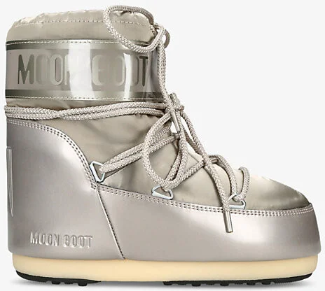 Womens Gold Icon Brand-Print Woven Snow Boots Eur 39 / 6 Uk Women