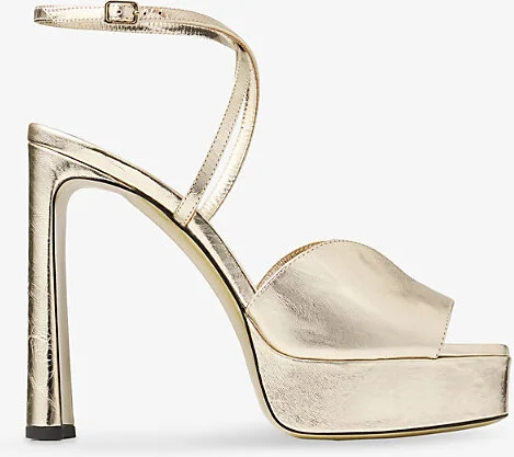 Womens Gold Karli Platform 125 Metallic Leather Sandals Eur 34 / 1 Uk Women