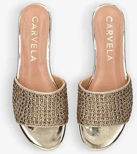 Womens Gold Kianni Crystal-Embellished Flat Woven Sandals Eur 37 / 4 Uk Women - Image 2