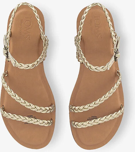 Womens Gold Kira Braided Synthetic-Leather Sandals Eur 36 / 3 Uk Women - Image 2