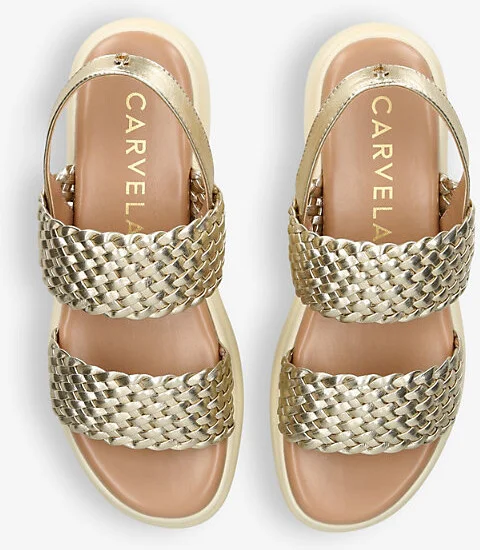 Womens Gold Krypton Metallic Woven-Strap Leather Sandals Eur 41 / 8 Uk Women - Image 2