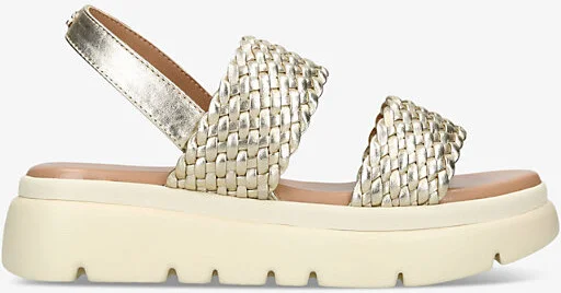 Womens Gold Krypton Metallic Woven-Strap Leather Sandals Eur 41 / 8 Uk Women