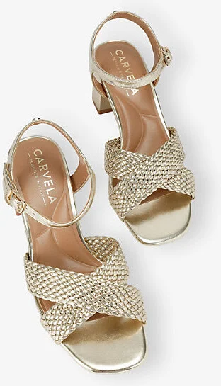 Womens Gold Krypton Woven-Strap Faux-Leather Sandals Eur 40 / 7 Uk Women - Image 2