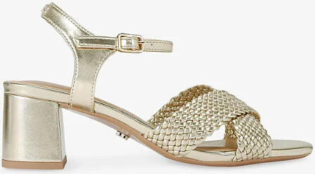 Womens Gold Krypton Woven-Strap Faux-Leather Sandals Eur 40 / 7 Uk Women