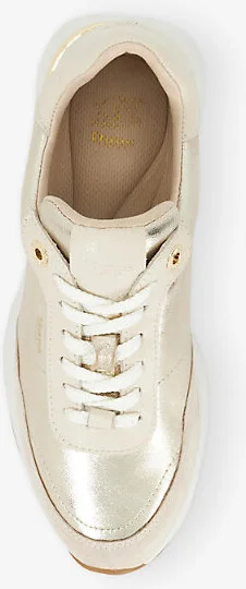 Womens Gold Leather Emotion Metallic-Leather and Suede Low-Top Trainers Eur 39 / 6 Uk Women - Image 2