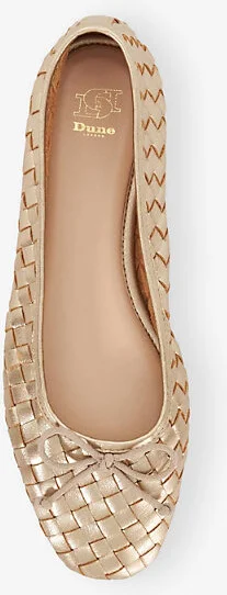 Womens Gold Leather Heat Woven Leather Ballet Flats Eur 39 / 6 Uk Women - Image 2
