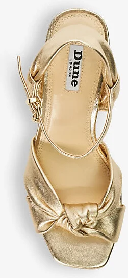 Womens Gold-Leather Kaino Tie-Knot Metallic-Leather Heeled Wedges Eur 41 / 8 Uk Women - Image 2