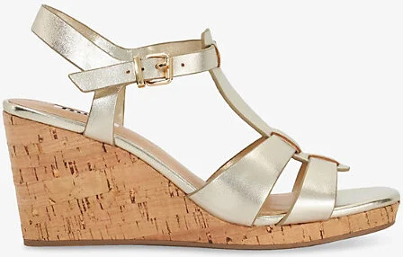 Womens Gold Leather Kastro Leather Wedge Sandals Eur 38/5 Uk Women