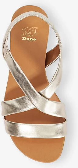 Womens Gold Leather Landies Cross-Strap Metallic Leather Sandals Eur 38/5 Uk Women - Image 2