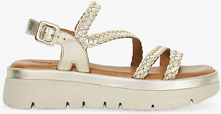 Womens Gold Leather Lexture Leather Sandals Eur 37 / 4 Uk Women