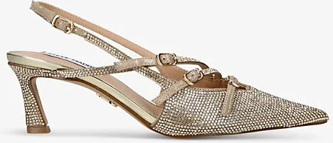 Womens Gold Liana Pointed-Toe Diamante-Embellished Heels Eur 41 / 8 Uk Women