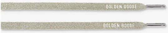 Womens Gold Logo-Print Woven Shoe Laces S - Image 2