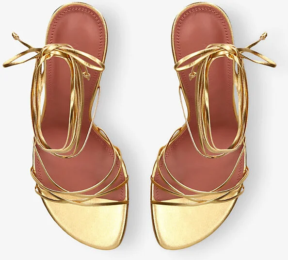 Womens Gold Lori Lace-Up Metallic-Leather Heeled Sandals Eur 37.5 / 4.5 Uk Women - Image 2
