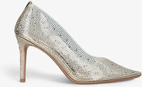 Womens Gold Lovebird Crystal-Embellished PVC Courts Eur 36 / 3 Uk Women