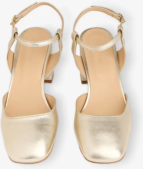 Womens Gold Matilda Ankle-Strap Leather Heeled Shoes Eur 38/5 Uk Women - Image 2