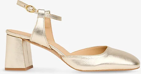 Womens Gold Matilda Ankle-Strap Leather Heeled Shoes Eur 38/5 Uk Women
