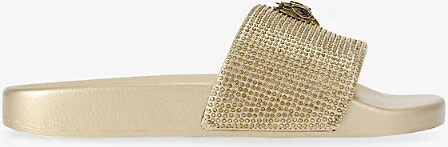 Womens Gold Meena Eagle Rhinestone-Embellished Metallic Faux-Leather Sandals Eur 37 / 4 Uk Women