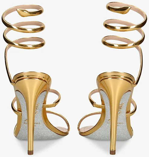 Womens Gold Minimal Cleo 105 Spiral-Strap Leather Heeled Sandals Eur 41 / 8 Uk Women - Image 2