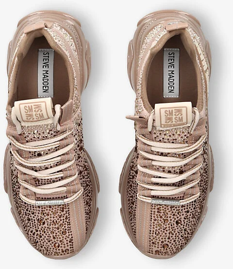 Womens Gold Mistica Rhinestone-Embellished Mesh Low-Top Trainers Eur 37 / 4 Uk Women - Image 2