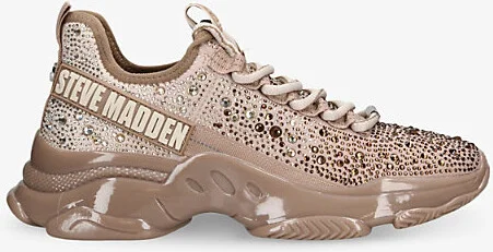 Womens Gold Mistica Rhinestone-Embellished Mesh Low-Top Trainers Eur 37 / 4 Uk Women