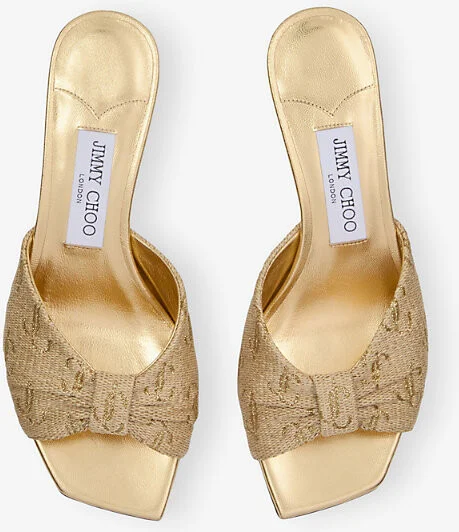 Womens Gold Mix/Gold Annika 35 Raffia Heeled Mules Eur 38.5 / 5.5 Uk Women - Image 2