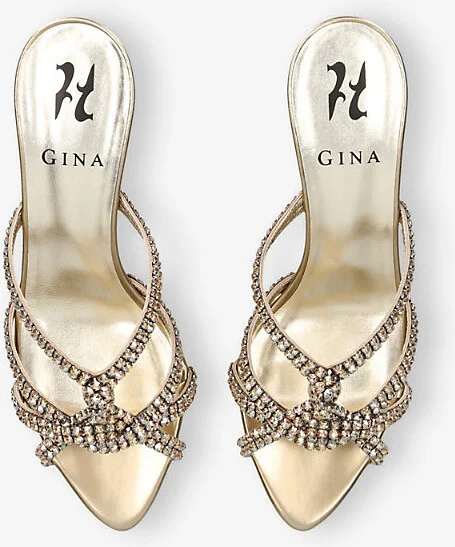 Womens Gold Montpellier Crystal-Embellished Patent-Leather Heeled Sandals Eur 38/5 Uk Women - Image 2