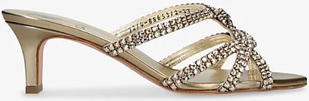 Womens Gold Montpellier Crystal-Embellished Patent-Leather Heeled Sandals Eur 38/5 Uk Women