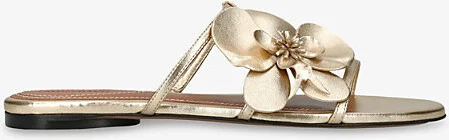 Womens Gold Orchid Leather Sandals Eur 37 / 4 Uk Women