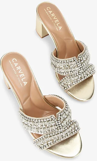 Womens Gold Pageant Faux-Leather Heeled Mules Eur 38/5 Uk Women - Image 2