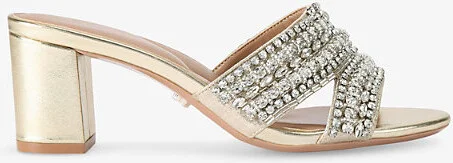 Womens Gold Pageant Faux-Leather Heeled Mules Eur 38/5 Uk Women