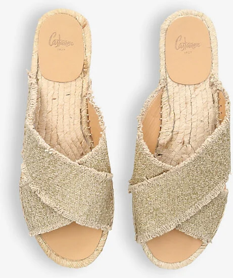 Womens Gold Palmera Cross-Over Linen Mules Eur 41 / 8 Uk Women - Image 2