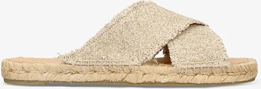 Womens Gold Palmera Cross-Over Linen Mules Eur 41 / 8 Uk Women