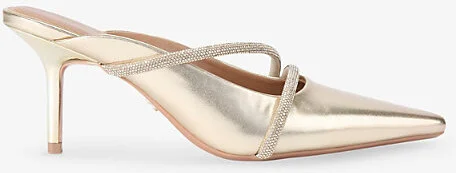Womens Gold Paparazzi Pointed-Toe Faux-Leather Mules Eur 38/5 Uk Women