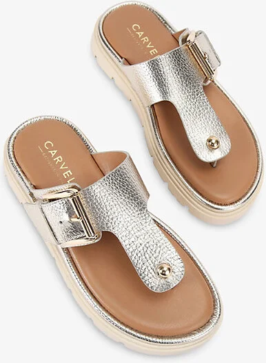 Womens Gold Pavilion Buckled Leather Sandals Eur 41 / 8 Uk Women - Image 2