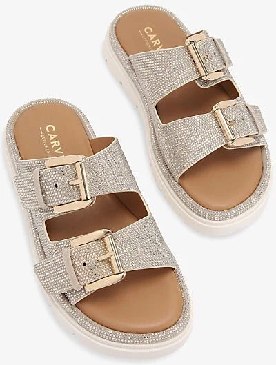 Womens Gold Pavilion Jewel-Embellished Backless Woven Sandals Eur 36 / 3 Uk Women - Image 2