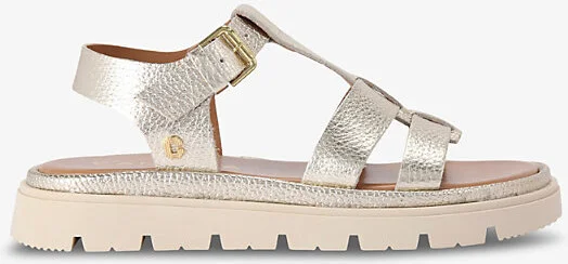 Womens Gold Pavilion T-Bar Flat Leather Sandals Eur 41 / 8 Uk Women