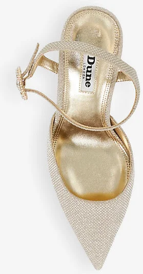 Womens Gold Plain Synthetic Channel 85 Diamante-Buckle Open-Back Heeled Woven Courts Eur 40 / 7 Uk Women - Image 2
